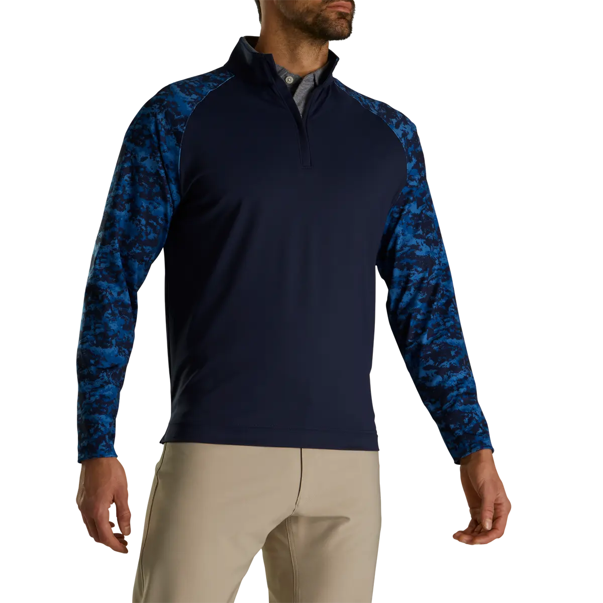 Jersey de golf con cuello de media cremallera de camuflaje personalizado, cortavientos impermeable de poliéster, Sudaderas con cuello de cremallera de 1/4 cuartos para hombre