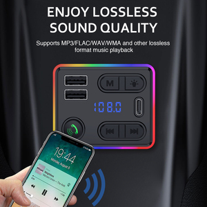 <strong>M48</strong> Wireless Car FM Transmitter Bluetooth Connectivity Dual USB Car Charger with Power Memory Remote Control Colorful LED Lights - Product Image 6