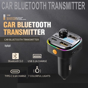 車のBluetooth5.0FMトランスミッターワイヤレスハンズフリーオーディオレシーバー自動MP3プレーヤー3.1AデュアルUSB急速充電器カーアクセサリー