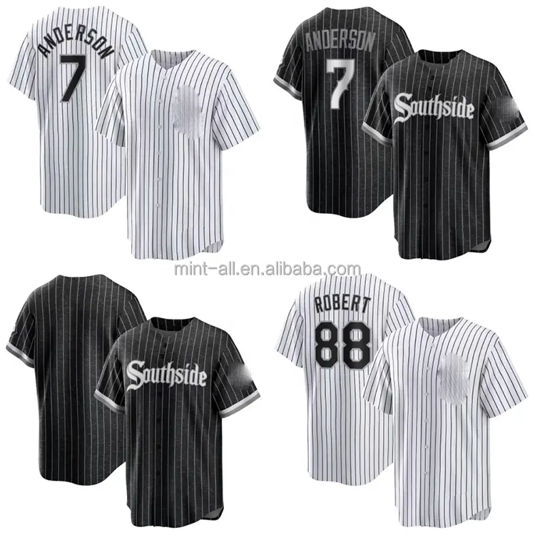 Venta al por mayor Chicago City White 10 Sox Cosido Jersey de béisbol Hombres Negro EE. UU. Equipo de Béisbol Softball Uniforme 7 Anderson 88 Rob