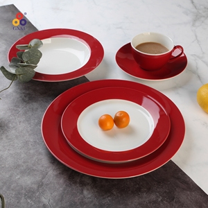 Özel sanhuan kırmızı düz renk çin sofra porselen sofra setleri - Product Image 4