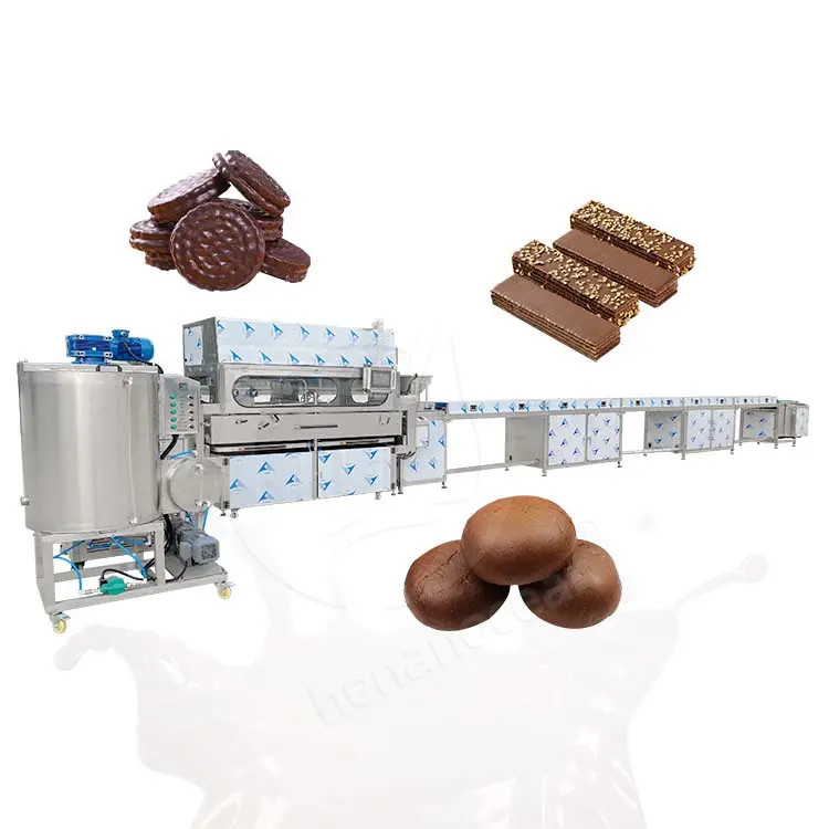 Machine d'enrobage de chocolat de gaufrette de biscuit de petite date de ceinture d'OCEAN avec le refroidissement d'humeur