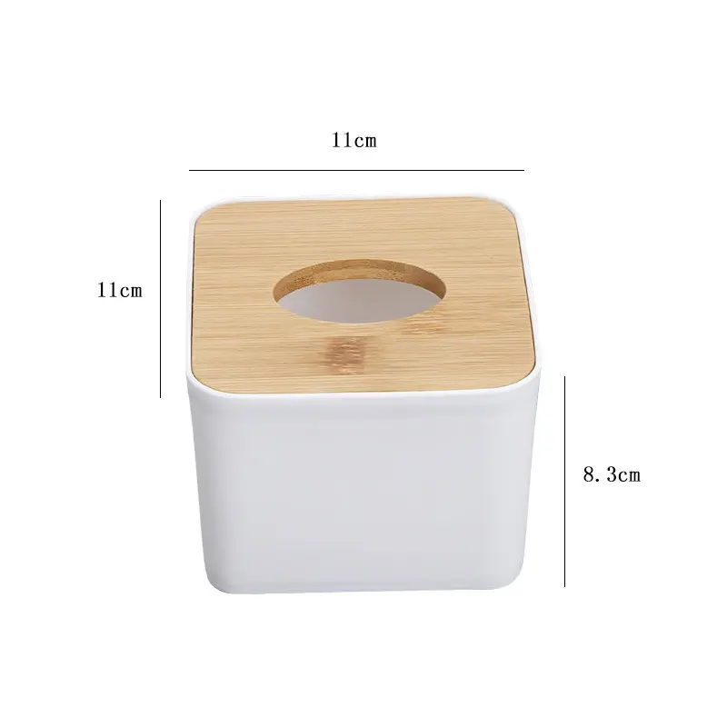 Ready to ShipIn StockFast DispatchModern European-style Round Household Plastic Container Tissue Box With Wooden Lid