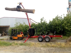 Remolque de carga de troncos de madera de bosque con grúa para tractor de granja - Product Image 6
