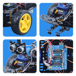 Kompatibel mit Arduino Intelligent Robot Zweirad-Ultraschall-Hindernis vermeidung DIY Car Kit Infrarot-Roboter-Kit