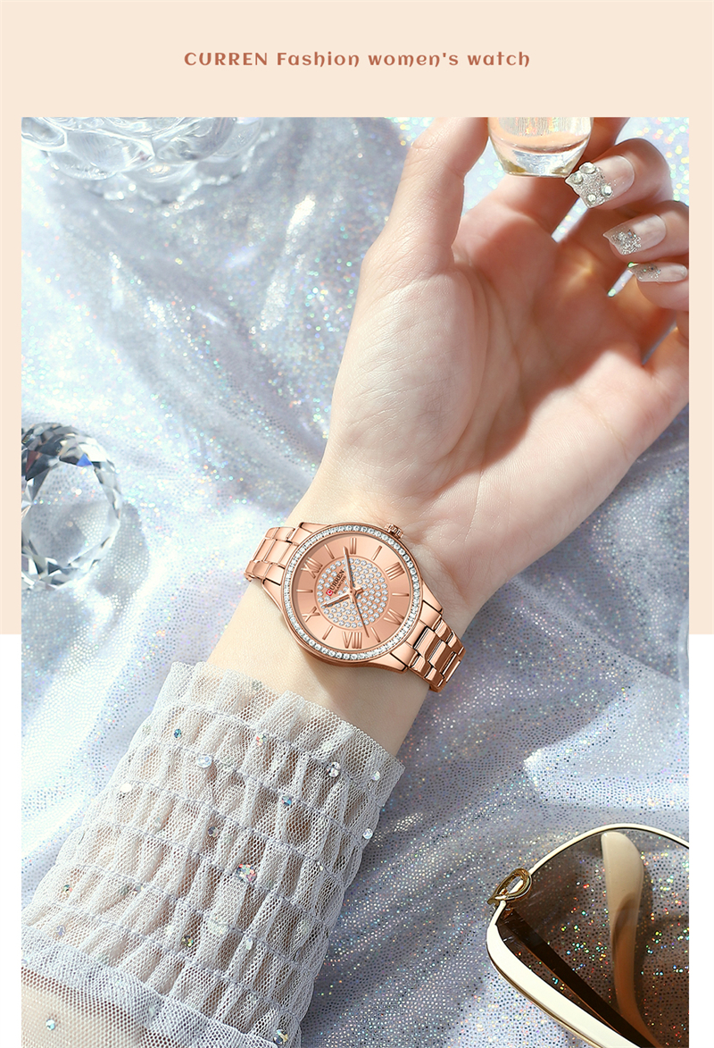 CURREN Top Brand Fashion Ladies Watches Stainless Steel Band Quartz Female Wristwatch Ladies Gifts Clock Relogio Feminino