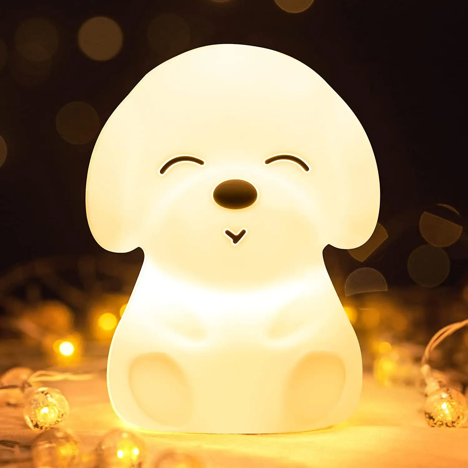 مصباح ليد على شكل كلب من السيليكون للإضاءة الليلية, مصباح ليد على شكل كلب من السيليكون للإضاءة الليلية ، مصباح ليد بشاحن يو إس بي ، مصباح للنوم يتميز بخافت كهربائي ملون باللون الأبيض