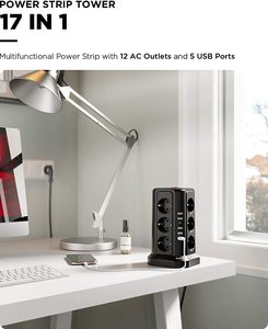 5 USB 12 yollu soket kule ve 5 USB çok soket soket şerit dalgalanma koruması ile 5 m kablo güç şeridi - Product Image 5