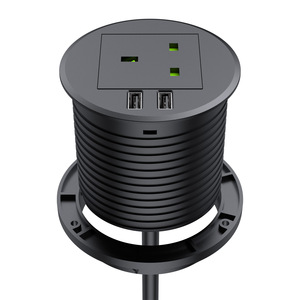 Британский стандарт, двойная круглая настольная розетка с USB-разъемом - Product Image 5