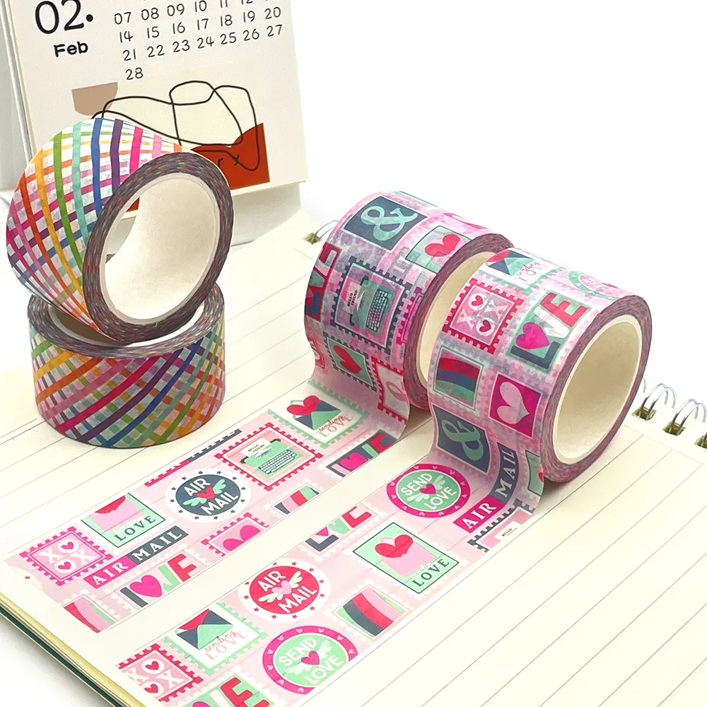 Cmyk Impresso Adesivo Papel Mascarador Decorativo Washi Tape para Scrapbooking com Linha do Tempo e Régua