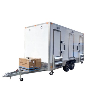 AC Luxury Executive Geschlossener tragbarer Toiletten anhänger 3-Stationen-Toilette für mobile Badezimmer Hochwertige Sandwich platte