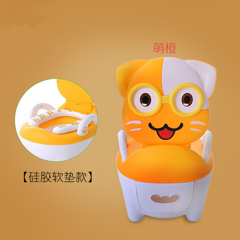 เบาะรองนั่ง PVC ลายแมวน่ารักสีเหลือง