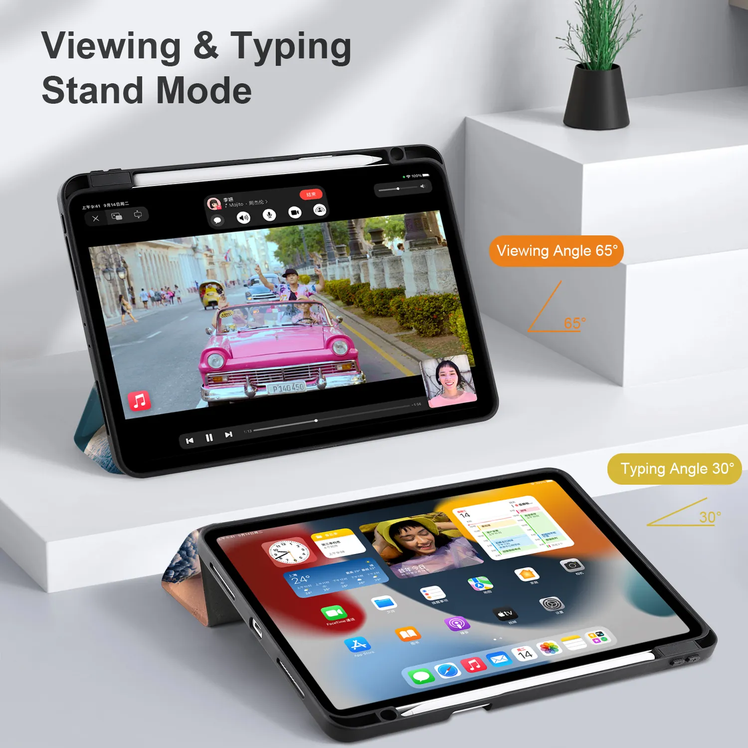 Chống sốc Acrylic rõ ràng TPU bìa da trifold đứng trường hợp máy tính bảng với bút chì chủ đối với Apple iPad Pro 11 2020 2021 2022