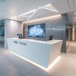 Long Rectangle <strong>Counter</strong> <strong>Height</strong> Office <strong>Table</strong> White Corian Bar <strong>Table</strong> Tall Meeting Office Desk <strong>Table</strong> With Led Light - Product Image 5