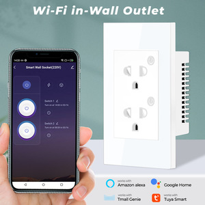 <strong>AU</strong> Smart 3-Pole Plug Socket 2 Touch Switches WIFI APP <strong>Remote</strong> Control Wall Switches Google Voice Timing Function Battery - Product Image 3