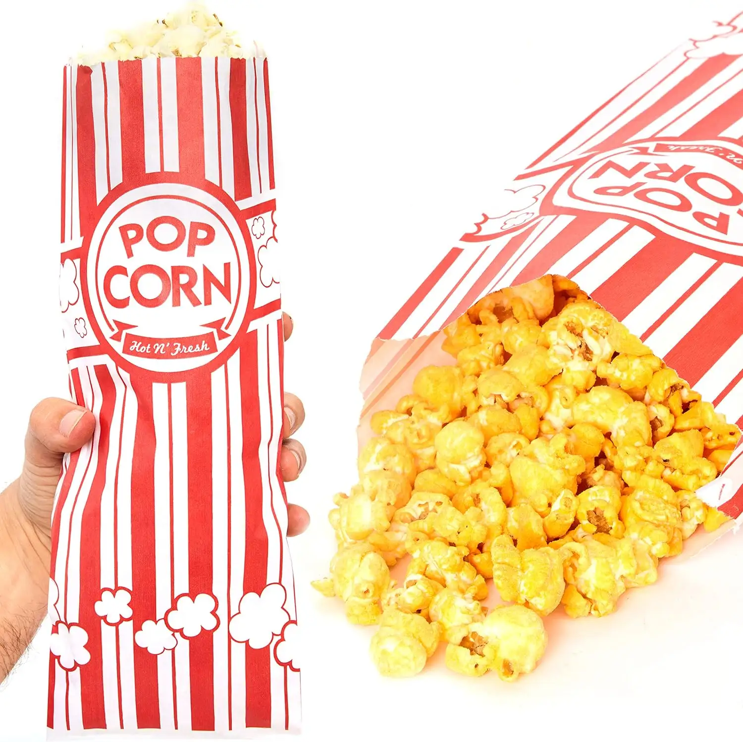 Sacchetti di carta di Popcorn grande Kraft rosso Popcorn borsa monouso di Halloween Popcorn per carnevale festa a tema