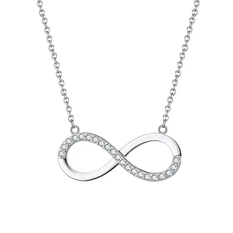 Vente chaude 925 Sterling Silver Micro Infinity Pendentif Zircone Collier Bijoux pour Femmes