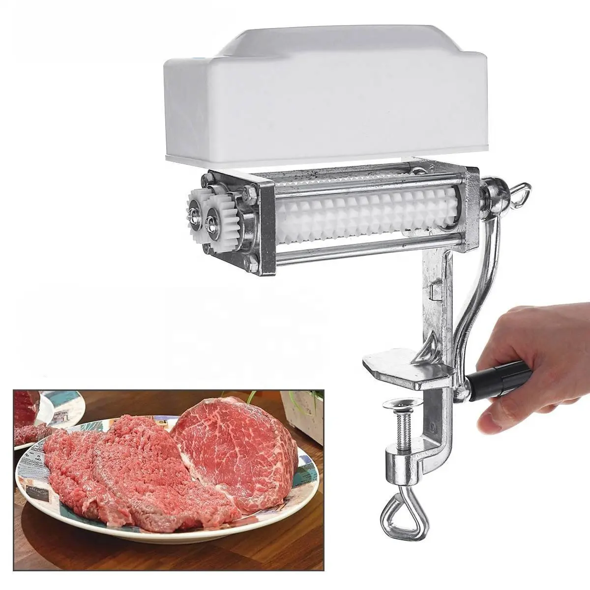 Penjualan Terbaik dapur daging babi Steak kecil Manual daging mesin penghalus daging/penggunaan rumah Mini mesin penghalus daging tangan