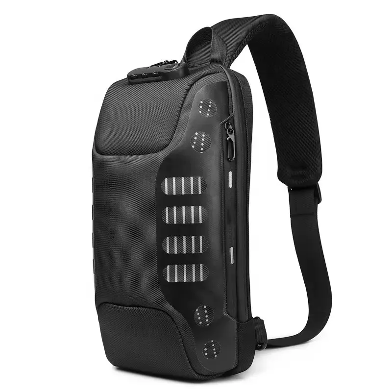 Không thấm nước Chống Trộm Thiết kế mật khẩu khóa ngực Túi USB Crossbody Sling Túi sac đổ Homme người đàn ông Crossbody Túi cho nam giới tùy chỉnh