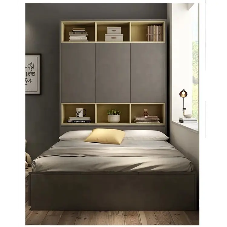 Material de madeira para casa, mobília clássica para quarto, conjunto de guarda-roupa, mesa de cabeceira, beliche duplo
