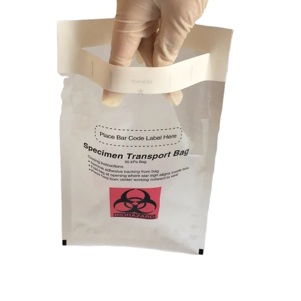 YURUI-Bolsa de espécimen de Biohazard, bolsa de 3 capas a prueba de fugas, 95kPa, para transporte de muestras de sustancias químicas
