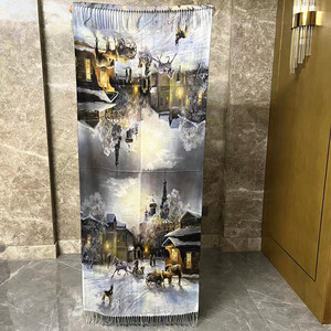 Büyük geri dönüşümlü şal sarar yumuşak kaşmir hissediyorum Lama Pashmina Hoodie baskılı nokta çiçek tasarım seyahat aksesuarları yetişkinler için