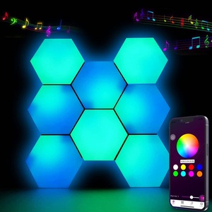 Etop RGB ไฟหกเหลี่ยม 3 แพ็ค 6 แพ็ค 10 แพ็ค DIY โคมไฟกลางคืนแบบแยกส่วนไฟ LED ผนังแผงสมาร์ท App ควบคุมโคมไฟผนังหกเหลี่ยม - Product Image 3