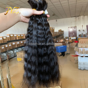 20インチ横糸なし自由奔放に生きる濡れた波状の人間の編組ヘアバルク - Product Image 1