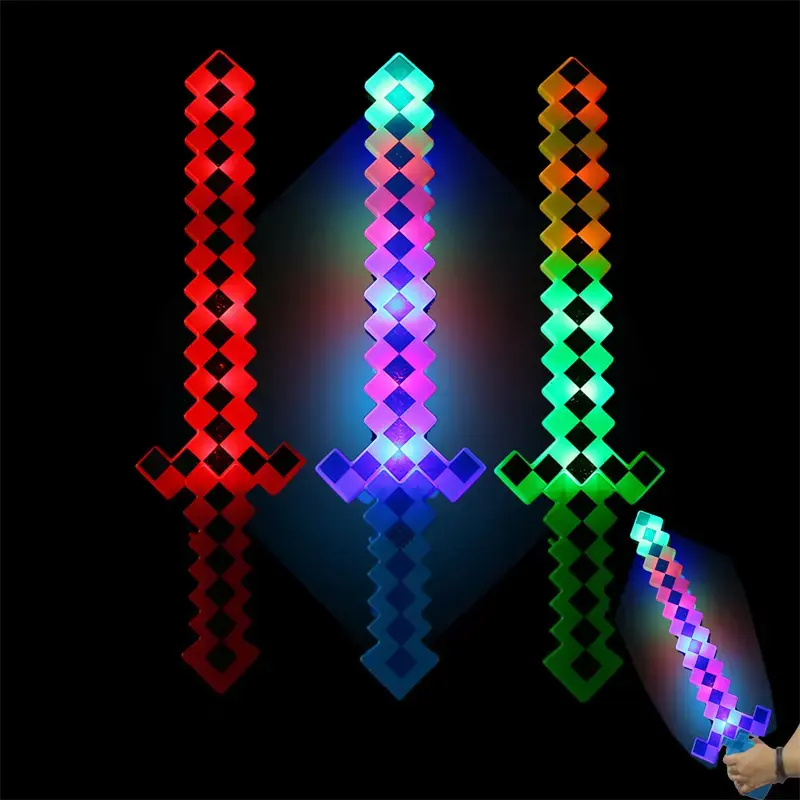 Espada de pixel de diamante para mosaicos, sabre de luz com som, arma de brinquedo com luz LED mais vendida