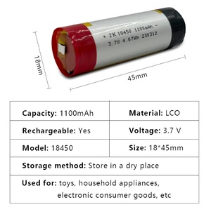 Cylindrical Lithium-ion 18450 Rechargeable <strong>Battery</strong> 1100mAh 3.7V 1350mah Used in Digital Products Beauty Instruments Power Tools - Product Image 4