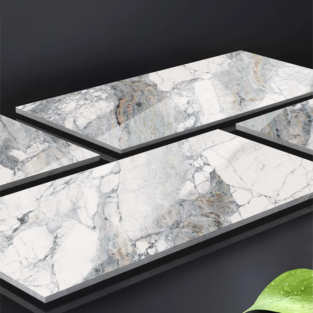 Foshan Luxury Stone 60x120cm High Gloss Luxury Calacata Grey Marble Look gres porcellanato piastrelle per pareti del bagno
