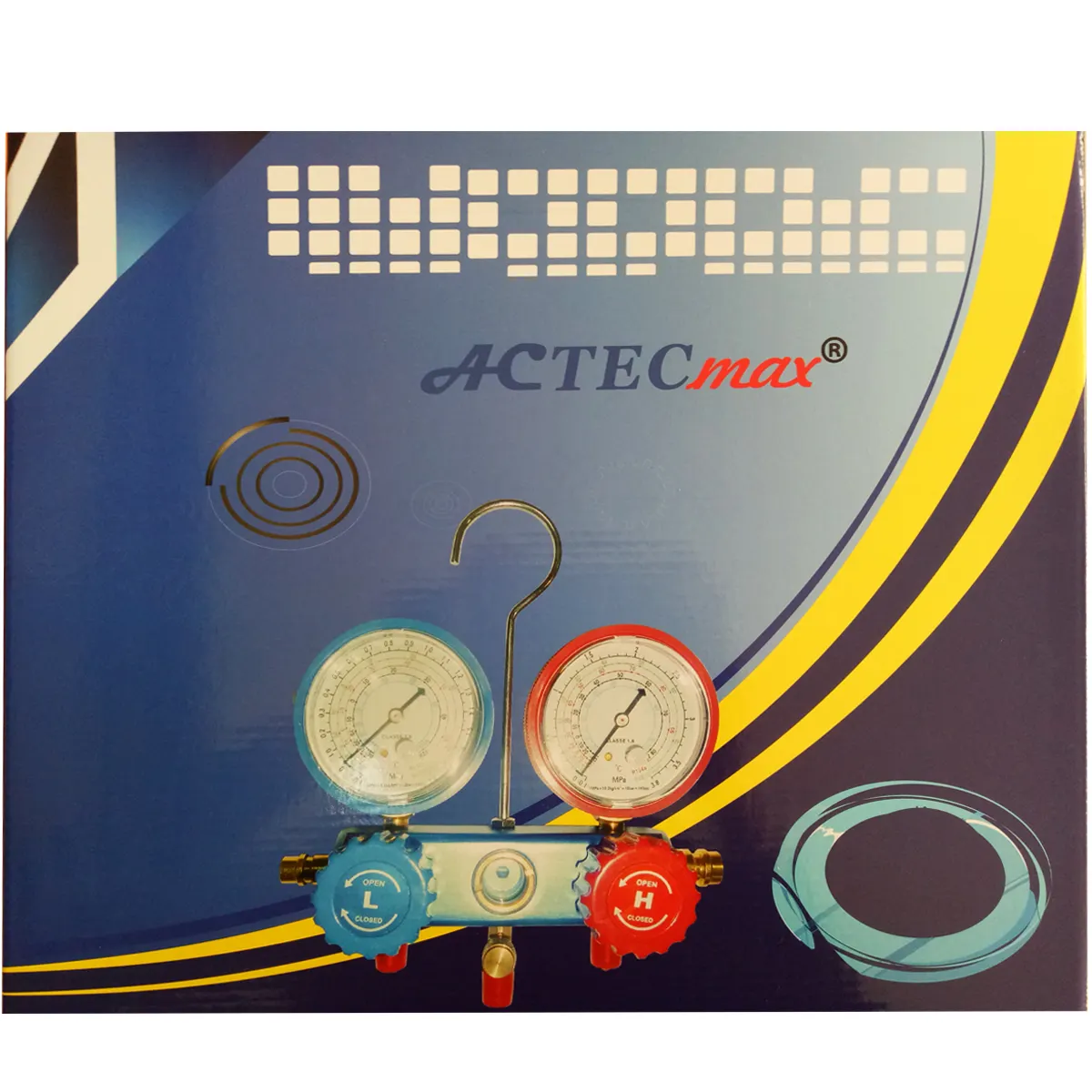 ACTECmax Anti-Impact Accurate 2-way Manifold refrigeration pressure gauge R134a Auto Air Condition Tool AC.137.050