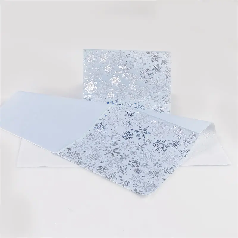 Tovaglioli di carta velina piegati per cena con fiocco di neve stampati personalizzati a mano monouso