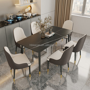 Vàng hiện đại kim loại MDF gỗ sang trọng bàn ăn đặt với 6 Ghế Nhà Hàng đồ nội thất cho bữa ăn tối - Product Image 1