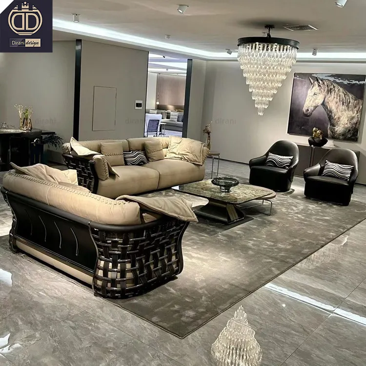 2024 mobili da soggiorno dritti con decorazioni per la casa di alta qualità intrecciano divani moderni in stile minimalista italiano