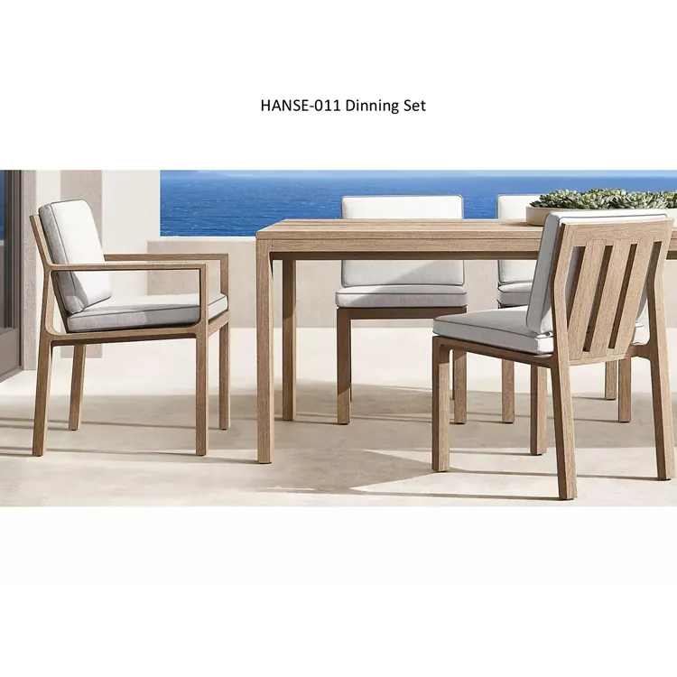 Directo de fábrica de madera de teca de madera al aire libre/Patio/jardín/exterior/muebles de Villa mesa de comedor rústica y silla conjunto