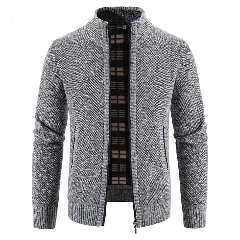 Pull zippé cardigan d'hiver vente en gros de pulls pour hommes de grande taille en détresse vêtements vierges pour hommes pull