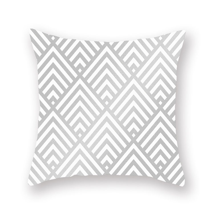 New Style Silver Grey Geometric Chevron Peach Skin Pillow Cover Car Office Sofa Bed Cushion Cover Wholesale