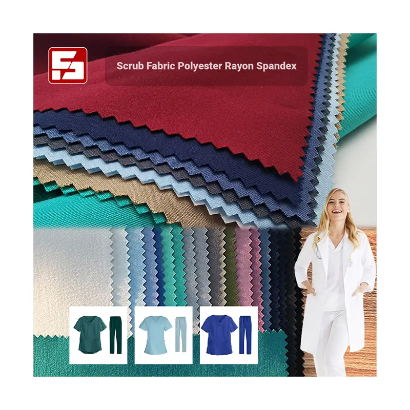 Hete Verkoop Stof Polyester Rayon Spandex Tr Materiaal Medische Ziekenhuis Scrub Stof Voor Scrubs Uniform