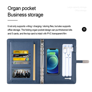 Notebook de marca Magnetic U Disk Lock A5 PU Power Bank Bloc de notas con 100 hojas 80g Papel sin madera y bolígrafo Logotipo personalizado gratis - Product Image 2
