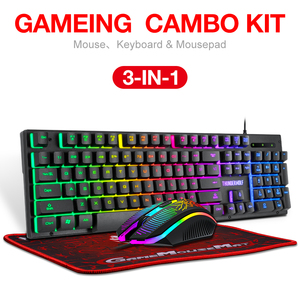 Teclado y ratón 3 en 1 para videojuegos, Combo de teclado y ratón con cable LED RGB retroiluminado con teclas Multimedia, reposabrazos de muñeca - Product Image 2