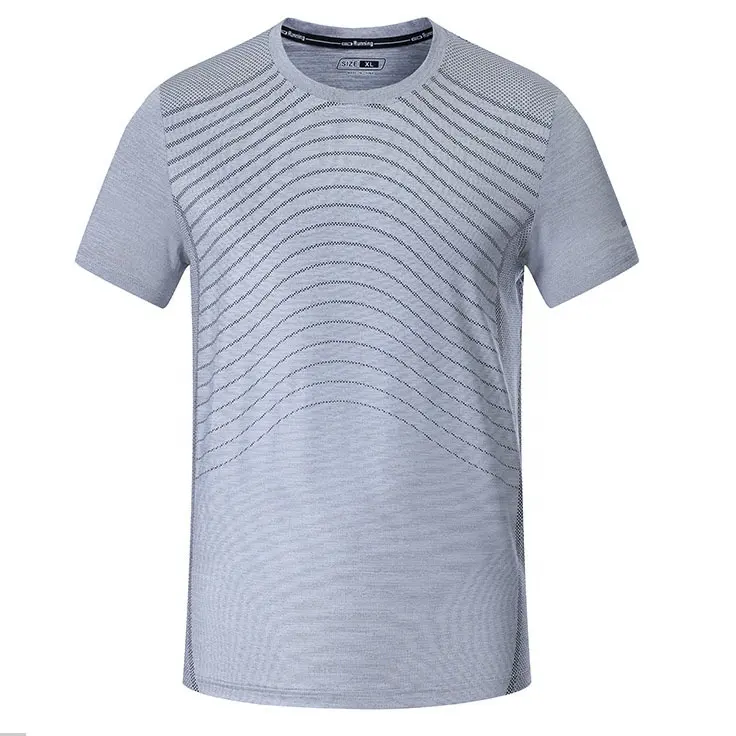 Maglietta da corsa traspirante ad asciugatura rapida riflettente personalizzata maglietta da Yoga per allenamento in palestra da uomo maglietta da corsa senza cuciture