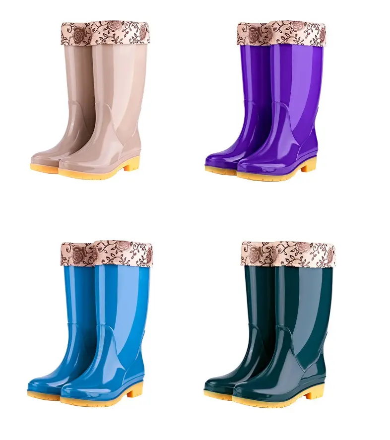 Atacado Borracha Natural Pvc Silicone Slip-resistente Gumboots Indústria Anti Slip Sole Rain Boots