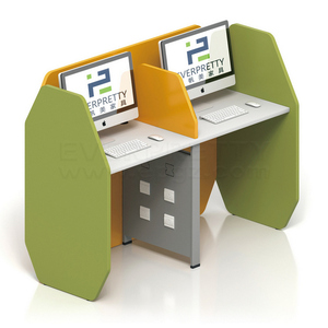 Muebles de laboratorio modernos para escuela, mesa de ordenador ajustable con pantalla abatible y soporte de CPU para tres estudiantes - Product Image 4