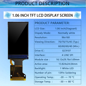 Display LCD TFT IPS da 1.06 pollici personalizzato 96x160 Display TN piccolo modulo LCD interfaccia SPI a 13 Pin - Product Image 5