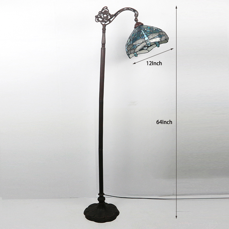 LongHuiJing Floor Lamp stained glass with dragonfly pattern lampshade restaurant tiffany lamps
