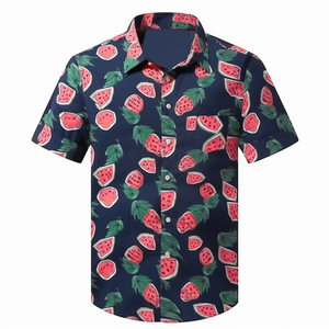 Özel yaz Hawaii tişörtleri Camisa Aloha plaj Mens tropikal rahat gömlek toptan için Beachwear