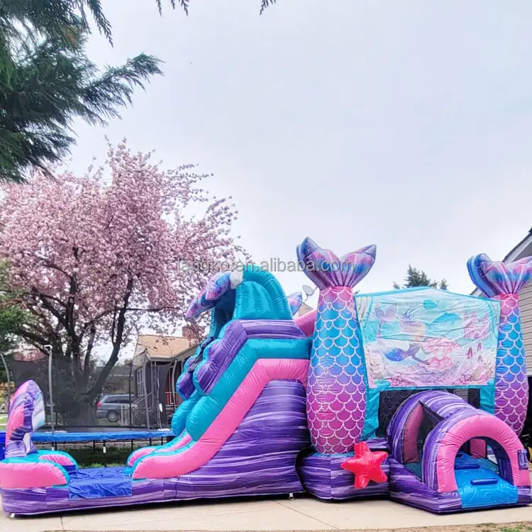 hot sale commercial inflatable mermaid bounce combo with slide outdoor bouncy castle for jumping