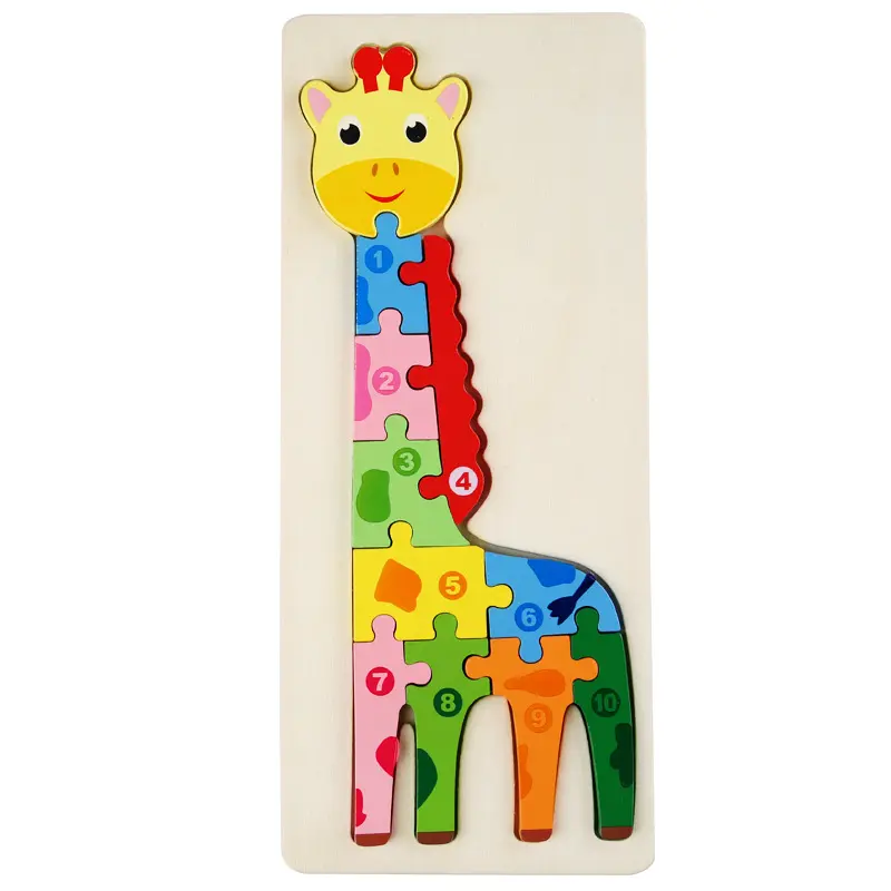 Baby Toys Wooden Puzzle Learning 3d Cartoon Puzzle Animal Intelligence Jigsaw Unisex Fast ABS Wooden Toys for Kids Colorful <50