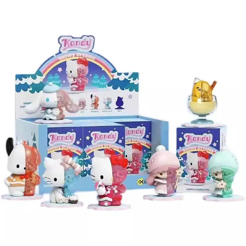 6 pièces/ensemble Sanrio boîte aveugle Kawaii Kuromi Snowy Dreams série Anime figurines poupées boîte mystère série fantaisie jouets cadeaux